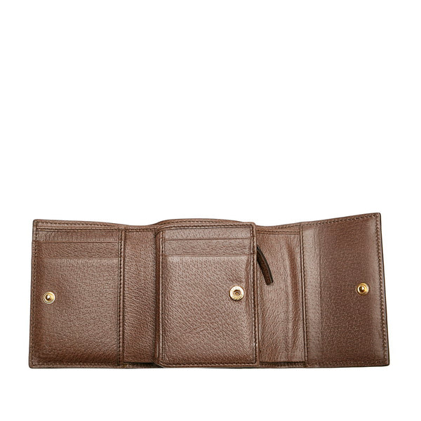 グッチ GGスプリーム オフィディア 三つ折り財布 ミニウォレット 523174 ブラウン PVC レザー レディース GUCCI 【中古】