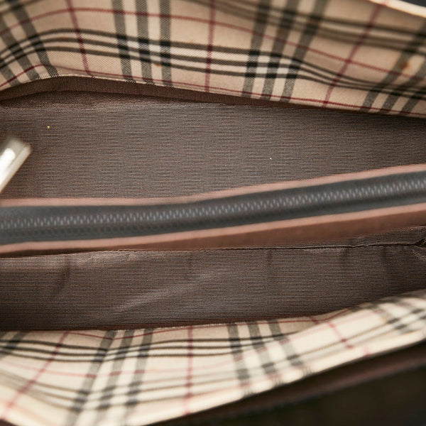 バーバリー ノバチェック ハンドバッグ ブラック レザー レディース BURBERRY 【中古】