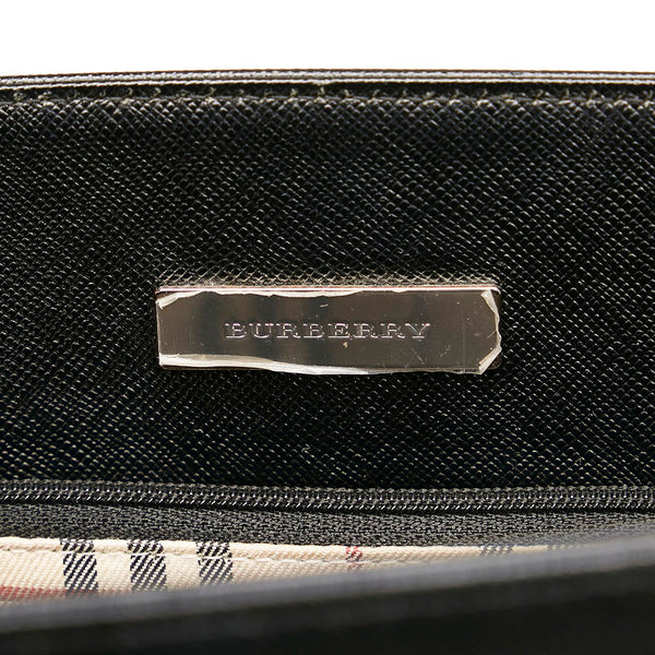 バーバリー ノバチェック ハンドバッグ ブラック レザー レディース BURBERRY 【中古】