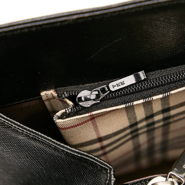 バーバリー ノバチェック ハンドバッグ ブラック レザー レディース BURBERRY 【中古】