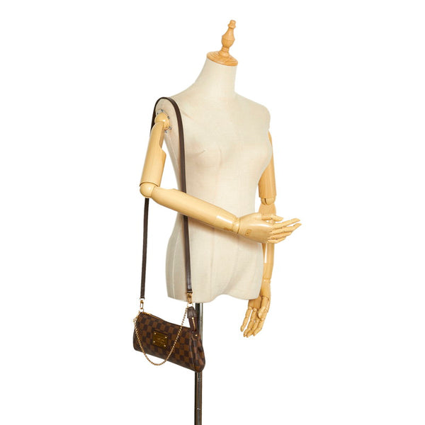 ルイ ヴィトン ダミエ エヴァ チェーン ハンドバッグ ショルダーバッグ 2WAY N55213 ブラウン PVC レザー レディース LOUIS VUITTON 【中古】