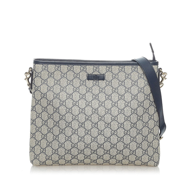 グッチ GGスプリーム 斜めがけ ショルダー 388924 ネイビー PVC レザー メンズ GUCCI 【中古】