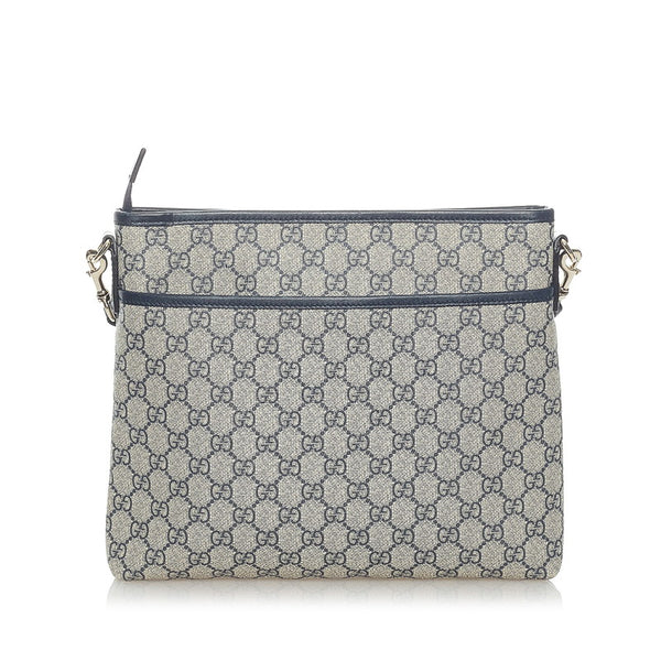 グッチ GGスプリーム 斜めがけ ショルダー 388924 ネイビー PVC レザー メンズ GUCCI 【中古】