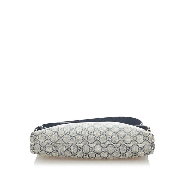 グッチ GGスプリーム 斜めがけ ショルダー 388924 ネイビー PVC レザー メンズ GUCCI 【中古】