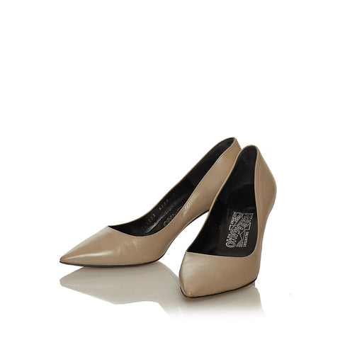 サルヴァトーレフェラガモ パンプス グレー レザー レディース Salvatore Ferragamo 【中古】