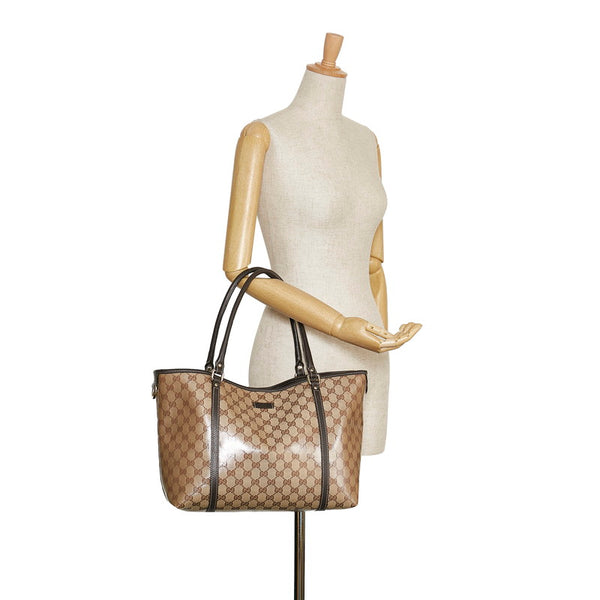 グッチ GGクリスタル トートバッグ ショルダーバッグ 265695 ブラウン ベージュ PVC レザー レディース GUCCI 【中古】