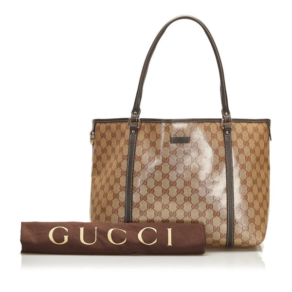 グッチ GGクリスタル トートバッグ ショルダーバッグ 265695 ブラウン ベージュ PVC レザー レディース GUCCI 【中古】