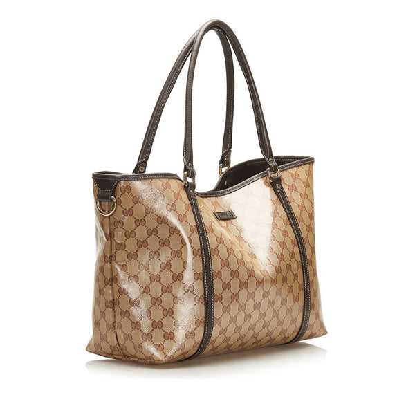 グッチ GGクリスタル トートバッグ ショルダーバッグ 265695 ブラウン ベージュ PVC レザー レディース GUCCI 【中古】