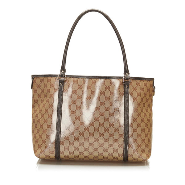 グッチ GGクリスタル トートバッグ ショルダーバッグ 265695 ブラウン ベージュ PVC レザー レディース GUCCI 【中古】