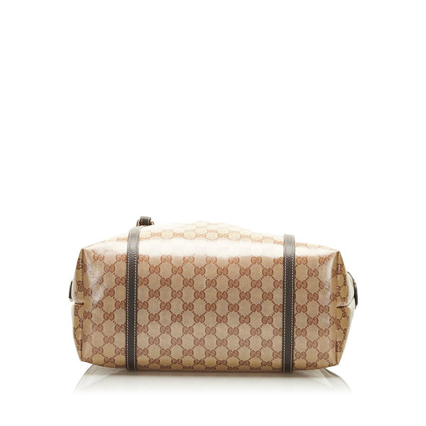 グッチ GGクリスタル トートバッグ ショルダーバッグ 265695 ブラウン ベージュ PVC レザー レディース GUCCI 【中古】