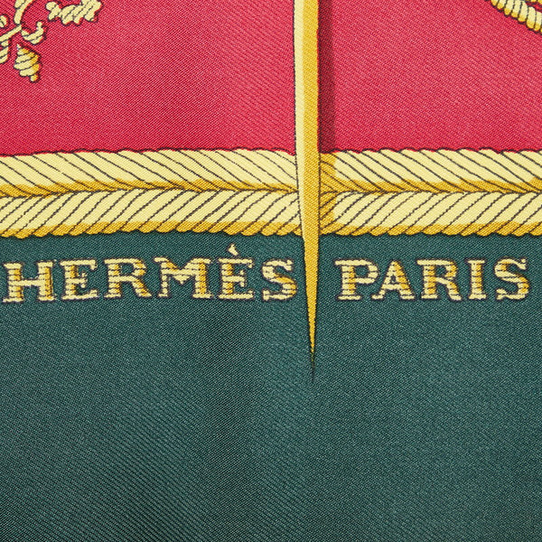 エルメス カレ90 LES ARMES DE PARIS FLVCTVAT NEC MERGITVR パリの紋章 スカーフ グリーン マルチカラー シルク レディース HERMES 【中古】