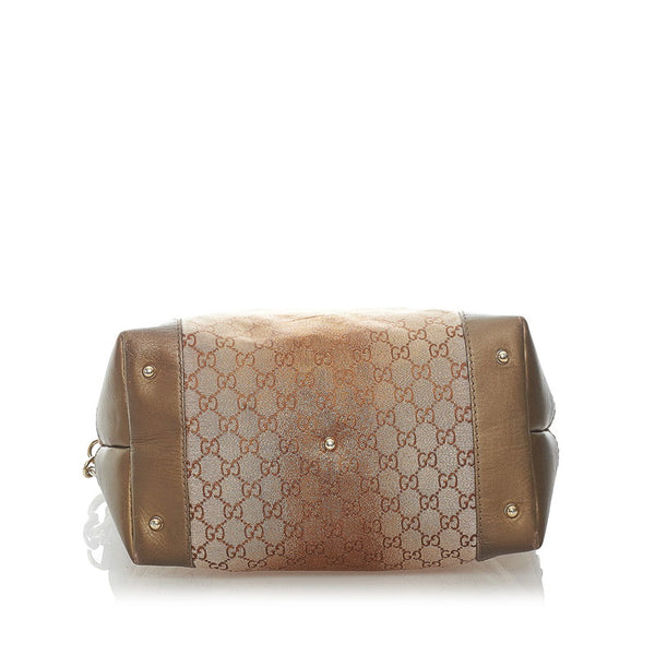 グッチ GG ハートビット ワンショルダー 269958 メタリックブラウン ナイロン レザー レディース GUCCI 【中古】