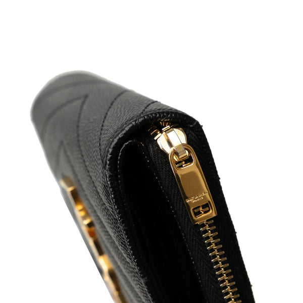 サンローラン モノグラム ラウンドファスナー 二つ折り財布 403723 ブラック レザー レディース SAINT LAURENT 【中古】