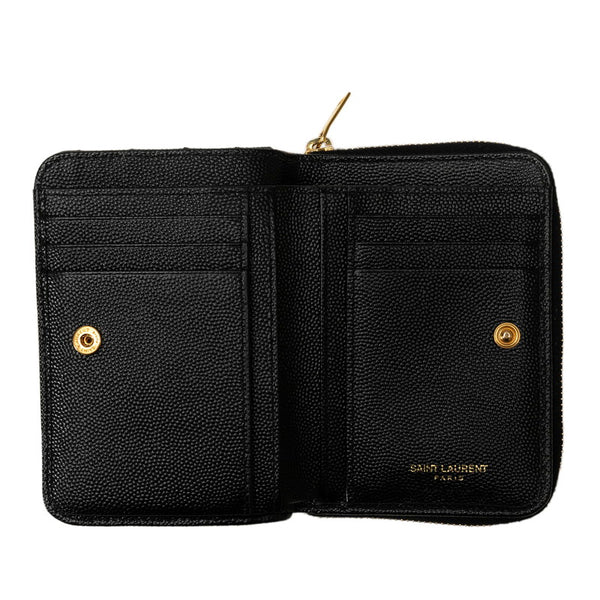 サンローラン モノグラム ラウンドファスナー 二つ折り財布 403723 ブラック レザー レディース SAINT LAURENT 【中古】