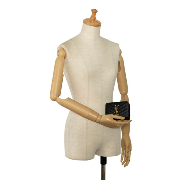 サンローラン モノグラム ラウンドファスナー 二つ折り財布 403723 ブラック レザー レディース SAINT LAURENT 【中古】