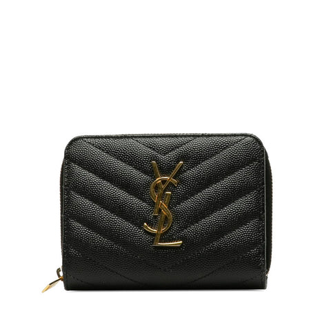 サンローラン モノグラム ラウンドファスナー 二つ折り財布 403723 ブラック レザー レディース SAINT LAURENT 【中古】