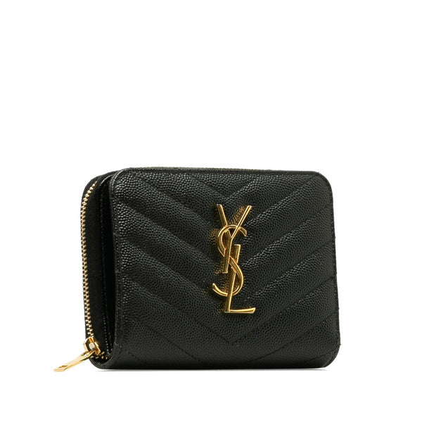 サンローラン モノグラム ラウンドファスナー 二つ折り財布 403723 ブラック レザー レディース SAINT LAURENT 【中古】