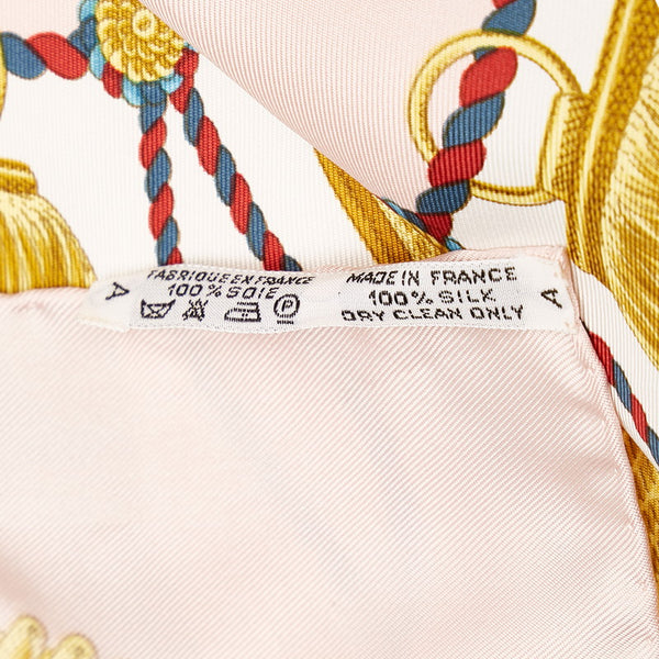 エルメス カレ90 Poste et Cavalerie サーベル飾袋 スカーフ ピンク シルク レディース HERMES 【中古】