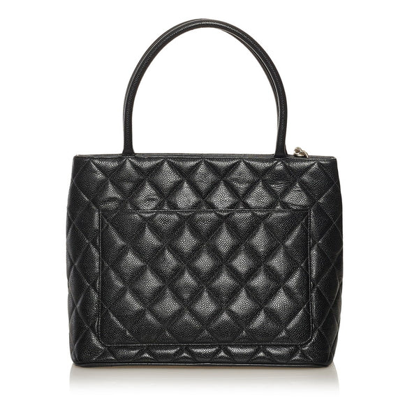 シャネル マトラッセ 復刻トート ココマーク トートバッグ ブラック シルバー金具 キャビアスキン レディース CHANEL 【中古】