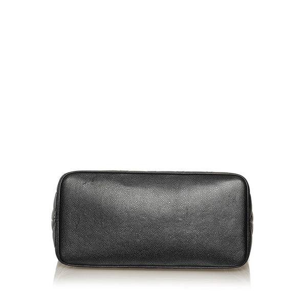 シャネル マトラッセ 復刻トート ココマーク トートバッグ ブラック シルバー金具 キャビアスキン レディース CHANEL 【中古】