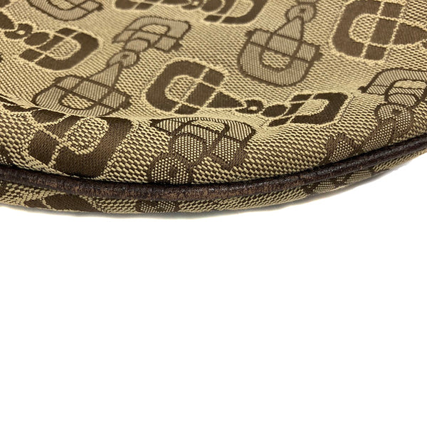 グッチ ホースビット 145764 ベージュ ブラウン キャンバス レザー ショルダーバッグ レディース GUCCI 【中古】