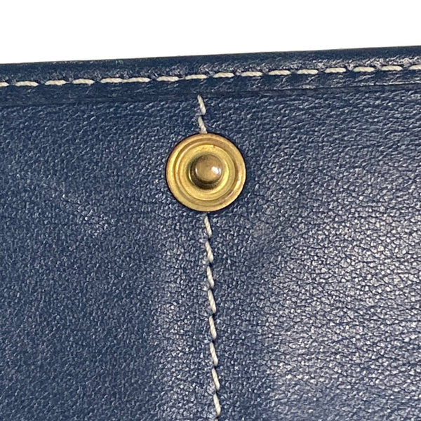 セリーヌ マカダム ブルー キャンバス 長財布 レディース CELINE 【中古】