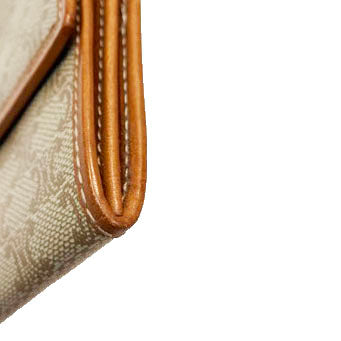 セリーヌ マカダム ブラウン レザー 二つ折り財布 レディース CELINE 【中古】