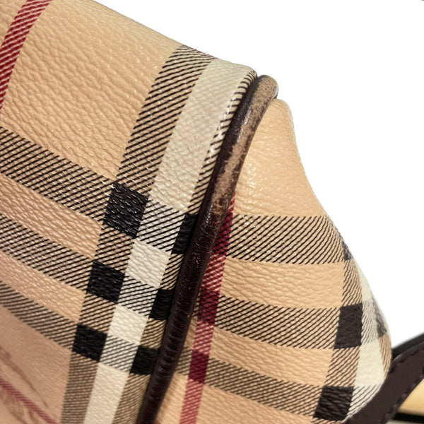 バーバリー ノバチェックホース ベージュ マルチ PVC レザー トートバッグ レディース BURBERRY 【中古】