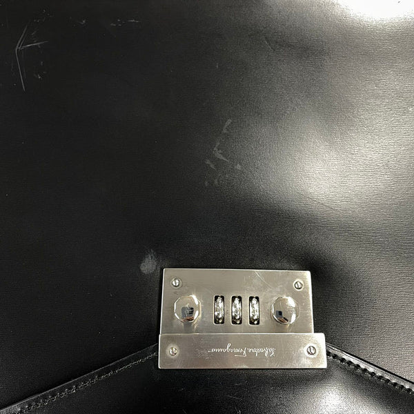 サルヴァトーレフェラガモ EP-24 1006 ブラック レザー ビジネスバッグ ショルダーバッグ 2WAY メンズ Salvatore Ferragamo 【中古】