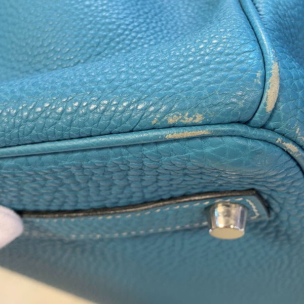 エルメス バーキン35 水色 レザー ハンドバッグ レディース HERMES □I刻印(2005年制)刻印 中古