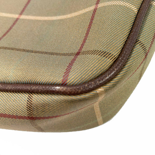 バーバリー チェック セカンドバッグ カーキ キャンバス レザー メンズ BURBERRY 【中古】