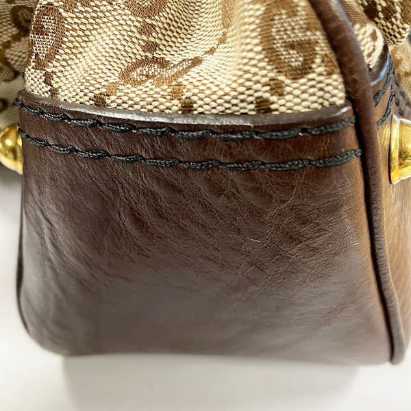 グッチ GGキャンバス 211966 ベージュ キャンバス レザー ワンショルダー レディース GUCCI 【中古】