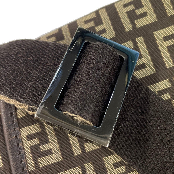 フェンディ ズッキーノ ブラウン キャンバス レザー ショルダーバッグ レディース FENDI 【中古】