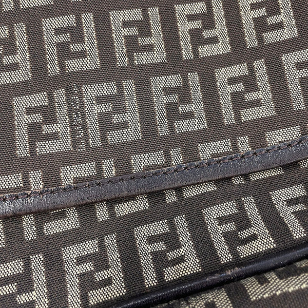 フェンディ ズッキーノ ブラウン キャンバス レザー ショルダーバッグ レディース FENDI 【中古】