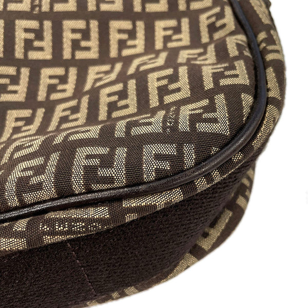 フェンディ ズッキーノ ブラウン キャンバス レザー ショルダーバッグ レディース FENDI 【中古】