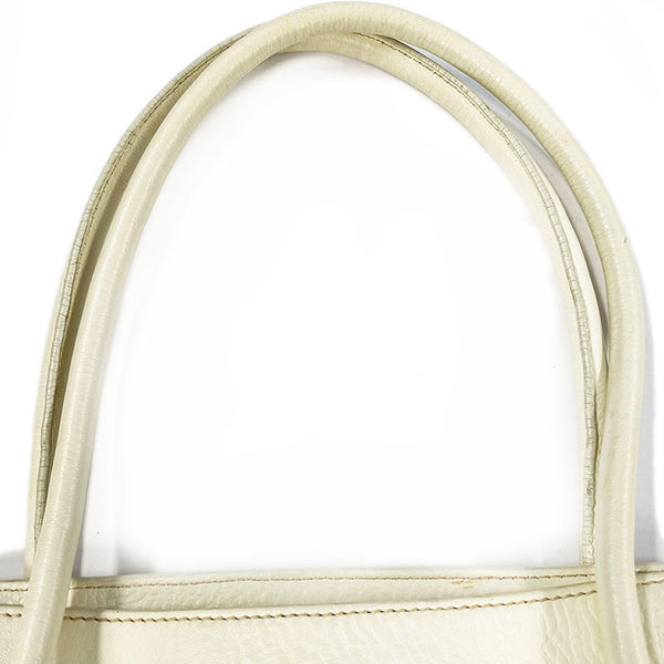 プラダ ベージュ ホワイト ストロー レザー ハンドバッグ レディース PRADA 【中古】