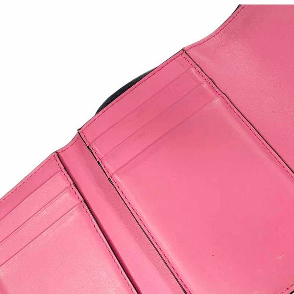 ロエベ リピートアナグラム ピンクパープル レザー 三つ折り財布 レディース LOEWE 【中古】