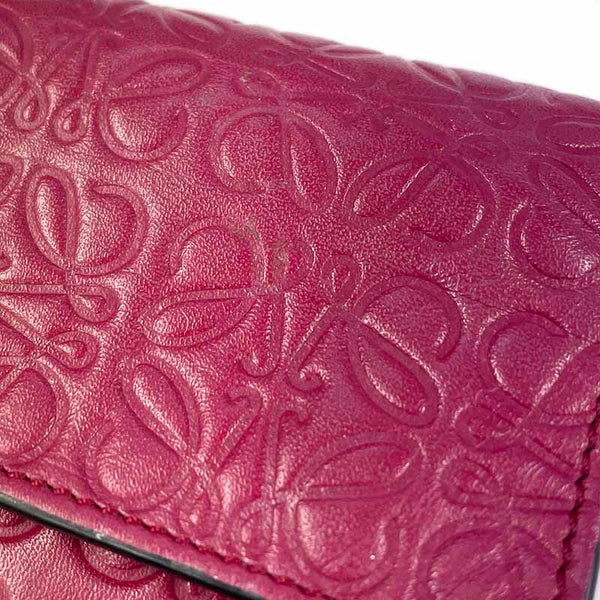 ロエベ リピートアナグラム ピンクパープル レザー 三つ折り財布 レディース LOEWE 【中古】