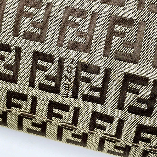 フェンディ ズッキーノ 8BH068 ベージュ ブラウン キャンバス レザー トートバッグ レディース FENDI 【中古】