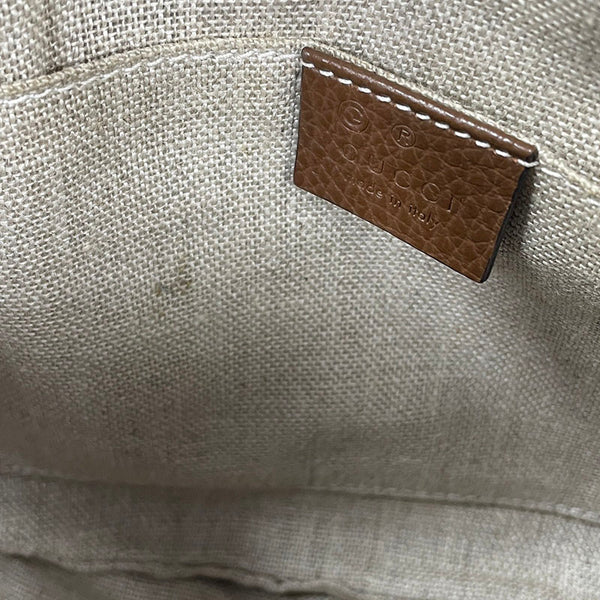 グッチ GGキャンバス 449413 ベージュ ブラウン キャンバス レザー 肩掛け ショルダーバッグ レディース GUCCI 【中古】