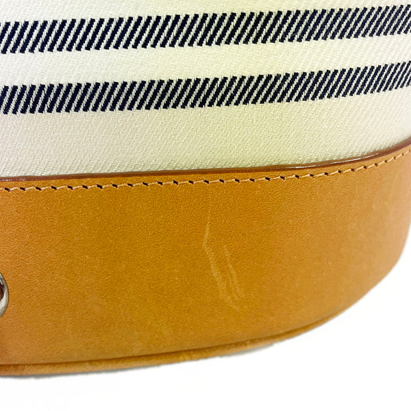 バーバリー マルチボーダー ホワイト キャンバス レザー リュック バックパック マリンバッグ レディース BURBERRY 【中古】