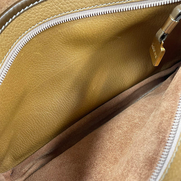 ロエベ アナグラム キャメル レザー ポーチ レディース LOEWE 【中古】