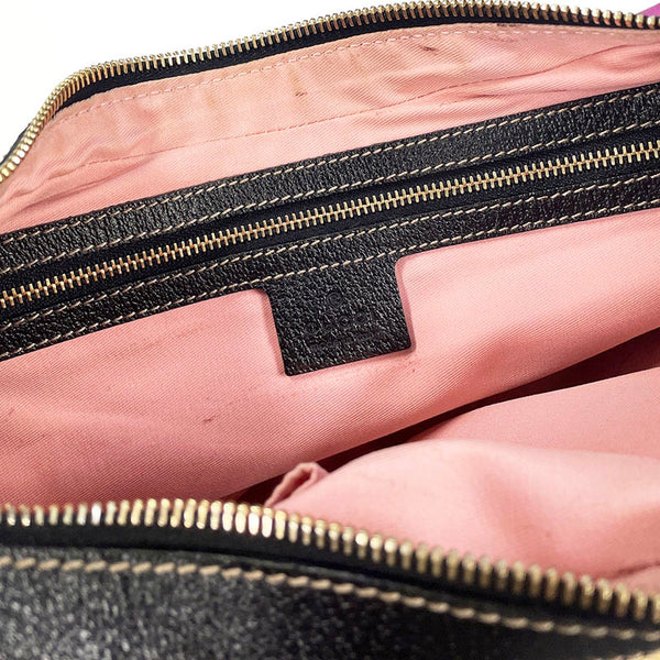 グッチ チャーム柄 153010 ブラック マルチカラー サテン レザー ワンショルダー レディース GUCCI 【中古】