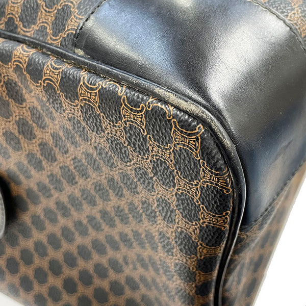セリーヌ マカダム MC97/2 ブラック ブラウン PVC レザー ボストンバッグ トラベルバッグ レディース CELINE 【中古】