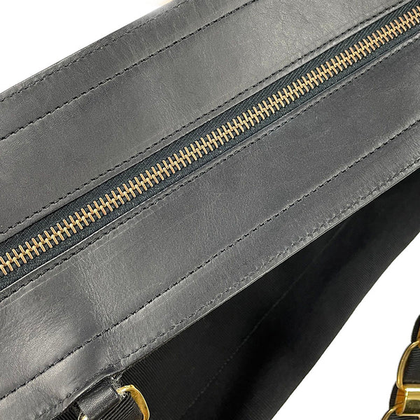 サルヴァトーレフェラガモ ヴァラ AU-21 5252 ブラック キャンバス レザー チェーン ショルダーバッグ レディース Salvatore Ferragamo 【中古】