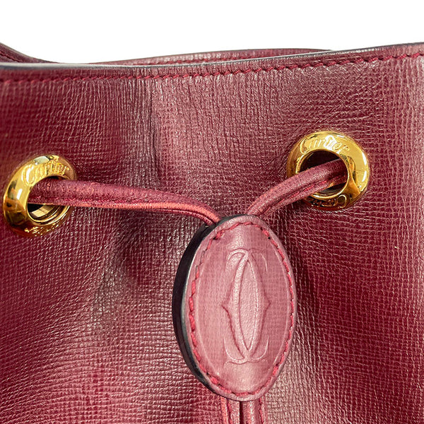 カルティエ マスト ボルドー レザー 斜め掛け ショルダーバッグ レディース CARTIER 【中古】