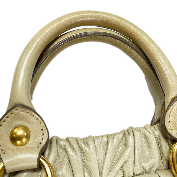 ミュウミュウ ハンドバッグ ショルダーバッグ 2WAY アイボリー レザー レディース MIUMIU 【中古】