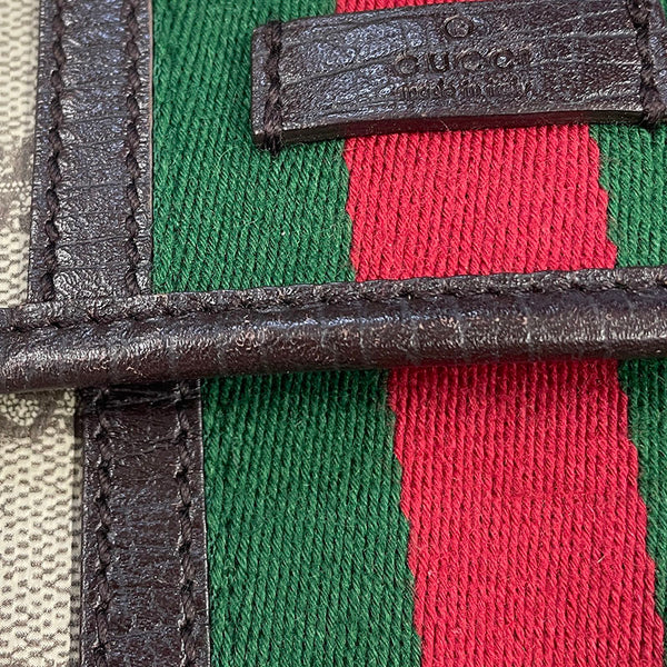 グッチ GGスプリーム シェリーライン 152597 ブラウン グリーン レッド PVC レザー ウエストバッグ レディース GUCCI 【中古】