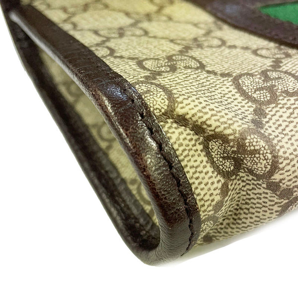 グッチ GGスプリーム シェリーライン 152597 ブラウン グリーン レッド PVC レザー ウエストバッグ レディース GUCCI 【中古】