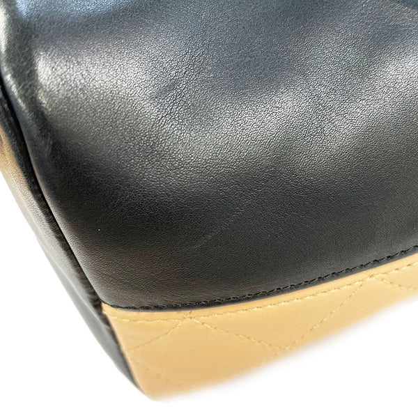 シャネル カンボン ココマーク ベージュ ブラック レザー ハンドバッグ レディース CHANEL 【中古】